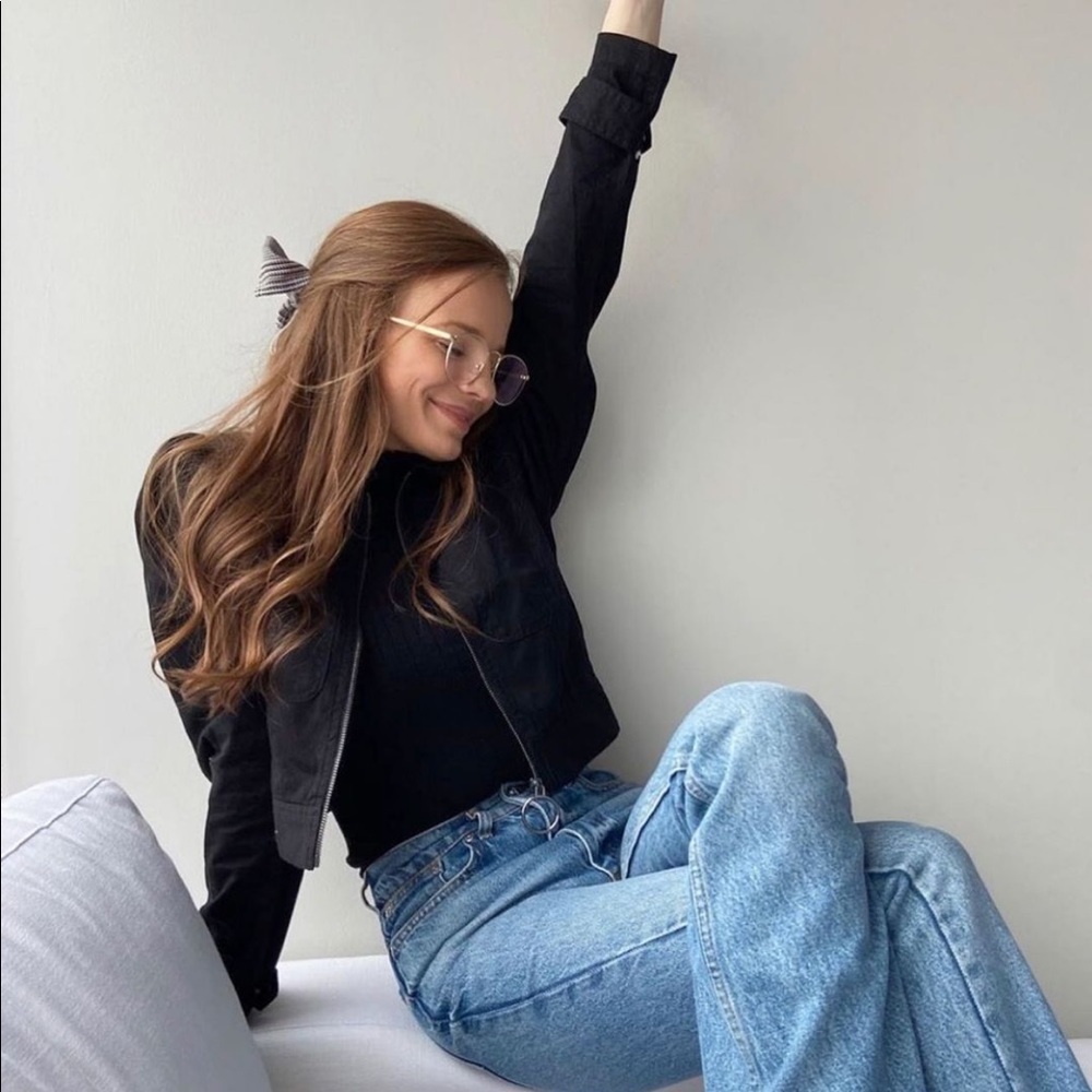 Danielle Bernstein Cropped Zip Black Jacket NWT